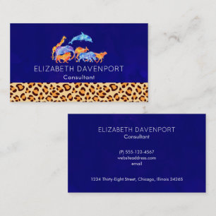 Wild Animals with a Leopard Print Border Business Card