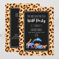 Wild Animals Zoo Birthday on Exotic Leopard Print