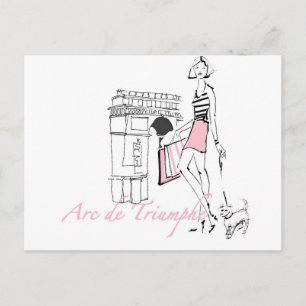Wild Apple Arc De Triomphe - Girly Sketch Postcard