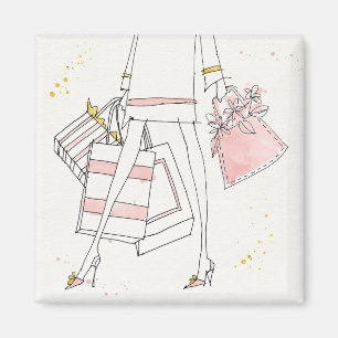 Wild Apple   Modern Pink Fashion Sketch Magnet