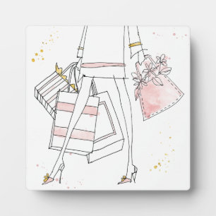 Wild Apple Modern Pink Fashion Sketch Plaque