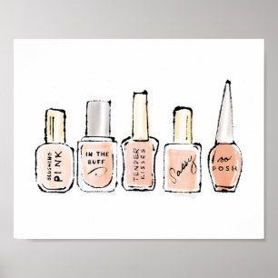 Wild Apple Modern Pink Nail Polish Sketch Poster