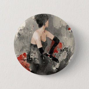 Wild Apple Vintage Watercolor Woman 6 Cm Round Badge