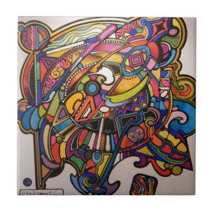 wild art deco vibrant graphic design ceramic tile