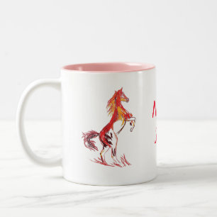 Wild Art, Red horse Two-Tone Coffee Mug