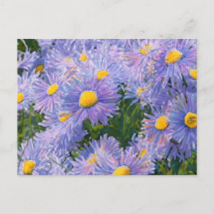 Wild Asters Mixed Media Drawing Postcard