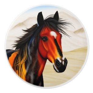 Wild At Heart - A Spirited Western Pinto Pony Ceramic Knob