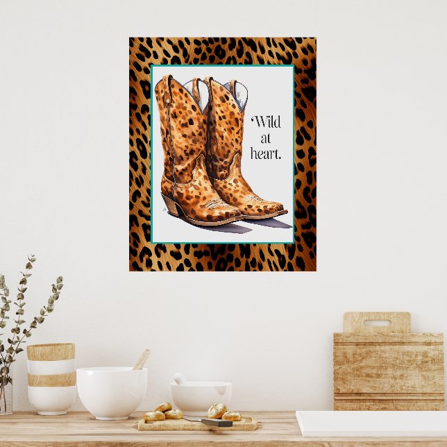 Wild at Heart – Cheetah Cowgirl Boots Poster Art (Kitchen)