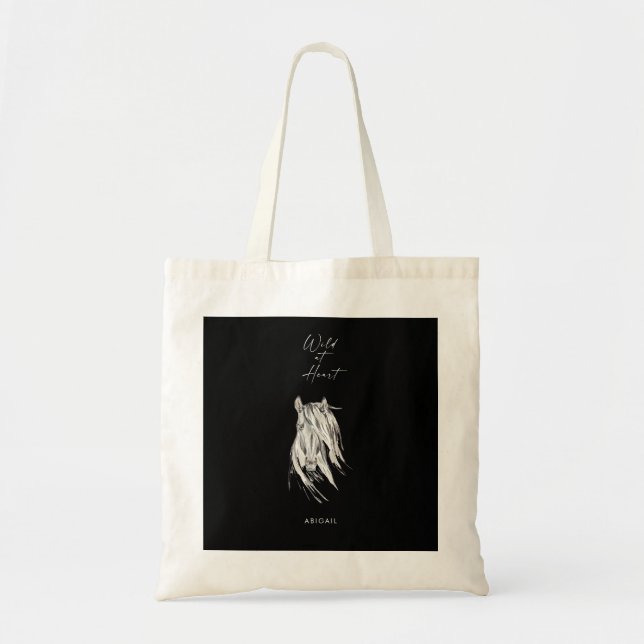 Wild at Heart Custom Name Black Bridesmaid  Tote Bag (Front)