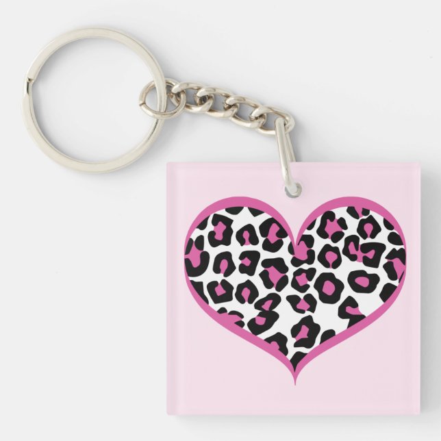 Wild at Heart Leopard Print Key Ring (Front)