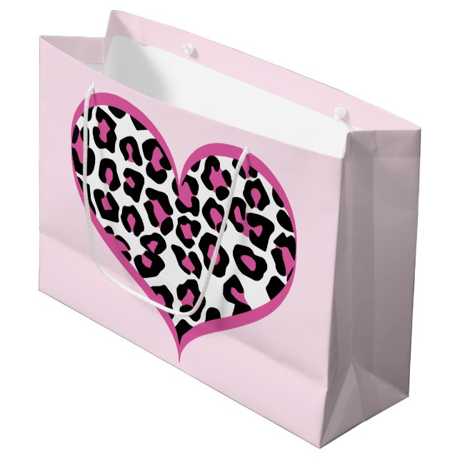 Wild at Heart Leopard Print Large Gift Bag (Front Angled)