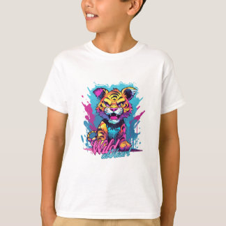 Wild at Heart Tee: Vibrant Synthwave Sabertooth T-Shirt