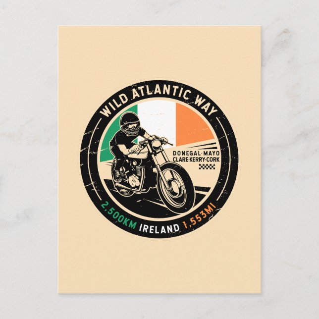 Wild Atlantic Way | Ireland | Motorcycle Postcard (Front)