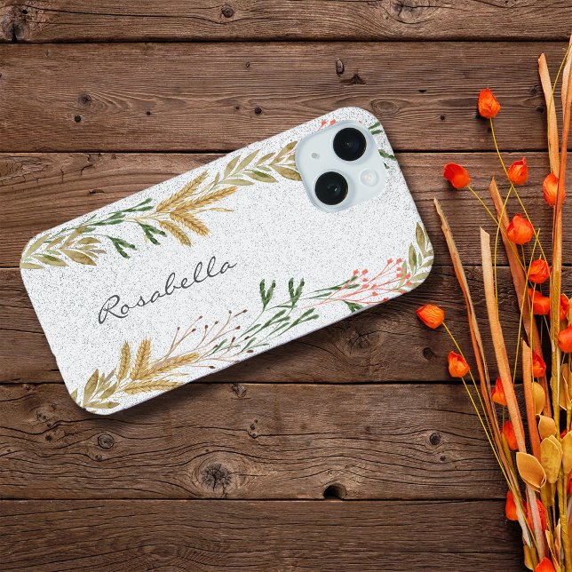 Wild Autumn Botanicals Personalise Name iPhone 15 Case (Creator Uploaded)