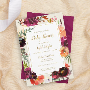 Wild Autumn Bouquet   Baby Shower Invitation