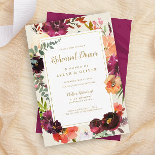 Wild Autumn Bouquet   Rehearsal Dinner Invitation