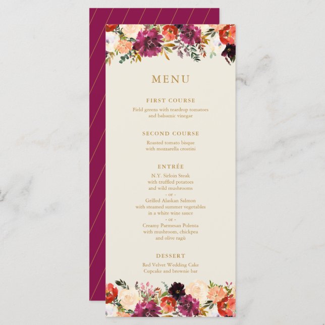 Wild Autumn Bouquet | Wedding Menu (Front/Back)