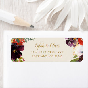 Wild Autumn Bouquet   Wedding Return Address Label