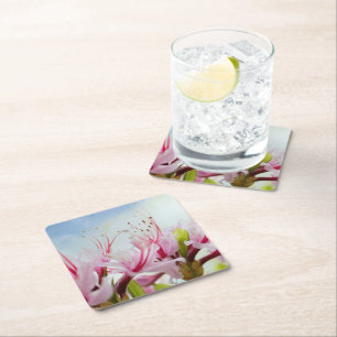 wild azaleas square paper coaster