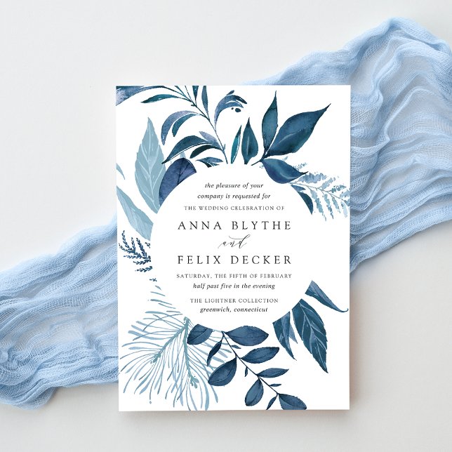 Wild Azure | Blue Botanical Wedding Invitation (Creator Uploaded)