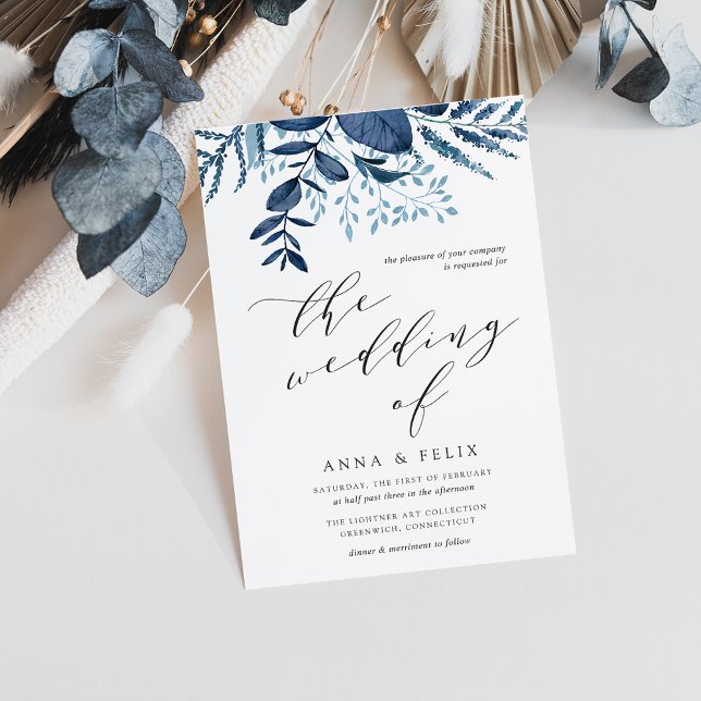 Wild Azure Botanical Wedding Invitation (Creator Uploaded)
