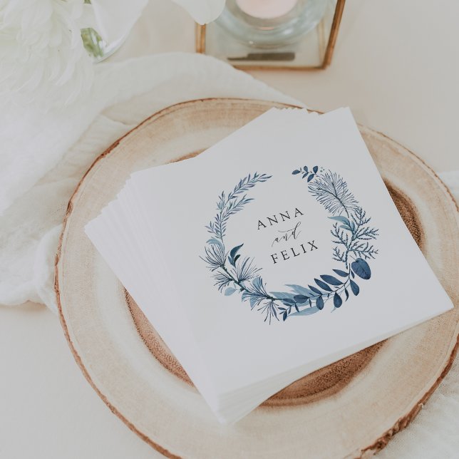 Wild Azure | Botanical Wreath Wedding Napkin (Creator Uploaded)