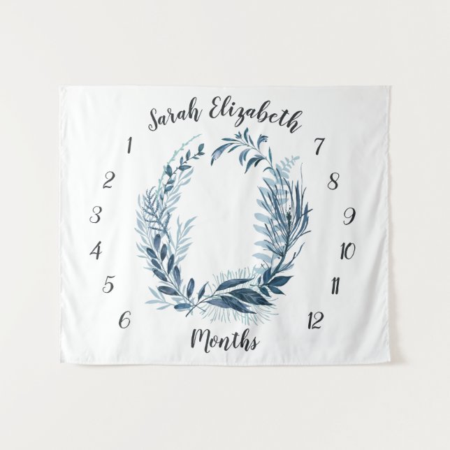 Wild Azure Monthly Baby Photo Backdrop Tapestry (Front (Horizontal))