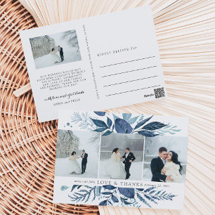 Wild Azure Multi Photo Wedding Thank You Postcard