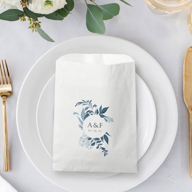 Wild Azure Wedding Monogram Favour Bag (Creator Uploaded)