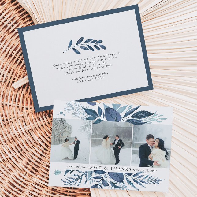 Wild Azure | Wedding Photo Flat Thank You Card (Creator Uploaded)