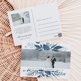 Wild Azure   Wedding Photo Thank You Postcard