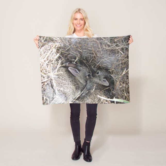 Wild Baby Bunnies Fleece Blanket (In Situ)