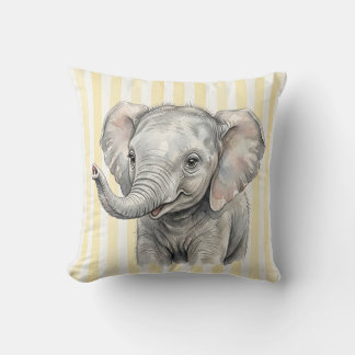 Wild Baby Elephant Pillow Decor