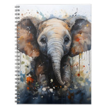 Wild Baby Elephant Unique Watercolor Animal Art