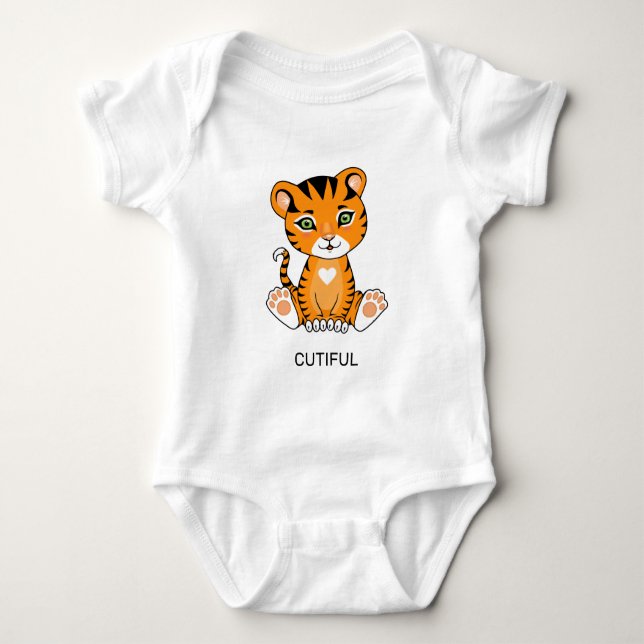 Wild Baby Tiger Animal Cartoon Baby Bodysuit (Front)