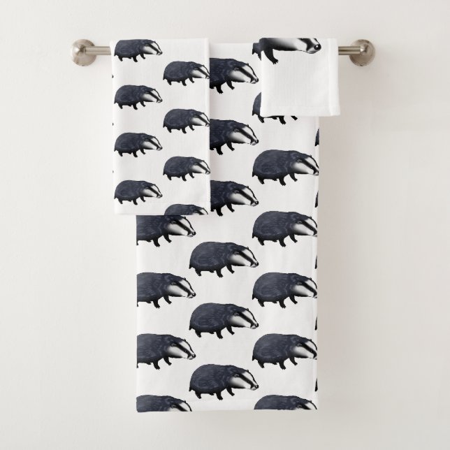 wild badger pattern bath towel set (Insitu)
