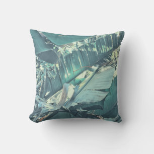 Wild Banana Palm Leaves Throw Pillow Cushion