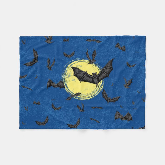 Wild Bat Swarm Fleece Blanket (Front (Horizontal))
