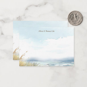 Wild Beach Fence Ocean Grass Art Wedding Couple Card