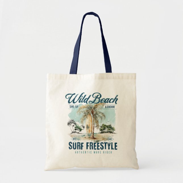 Wild Beach – Surf Freestyle Retro Beach Tote Bag (Front)