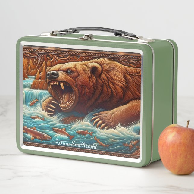 Wild Bear Clashing with River’s Power Metal Lunch Box (In Situ)