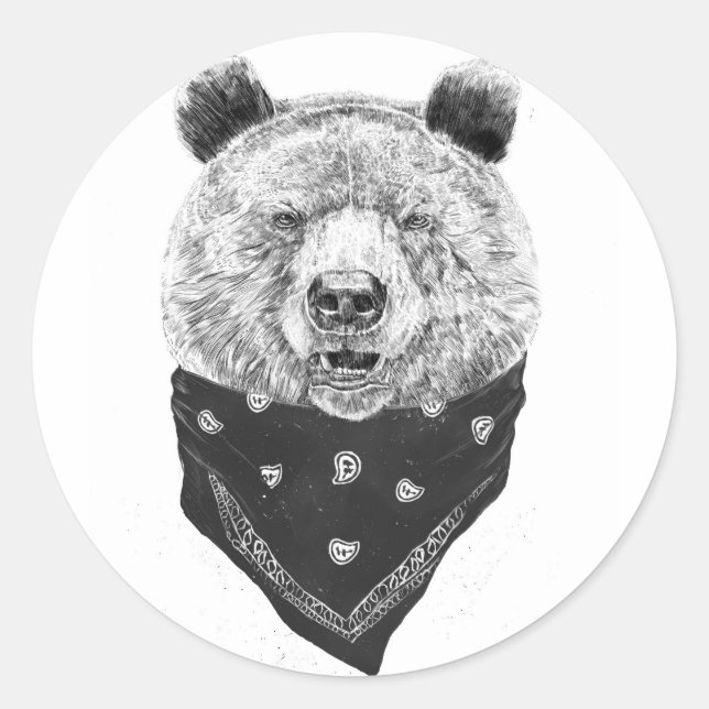 Wild bear classic round sticker (Front)