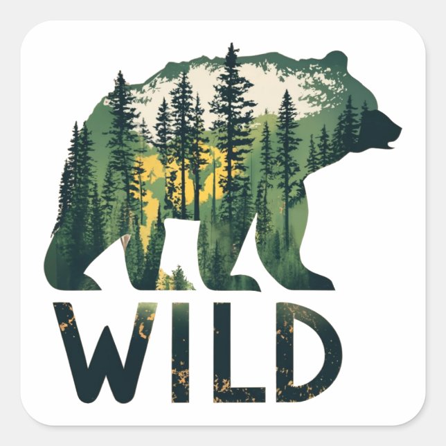 Wild Bear Outdoors Nature Square Sticker (Front)