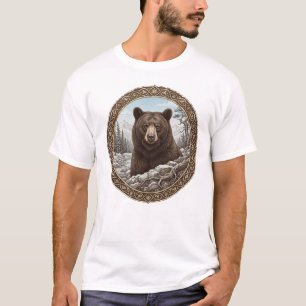 Wild Bear Portrait Ornamental Medallion T-Shirt