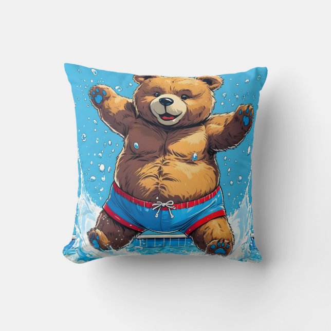 Wild Bear Summer Vintage Pool  Cushion (Front)