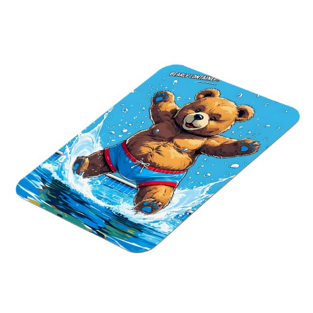 Wild Bear Summer Vintage Pool  Magnet (Left Side)