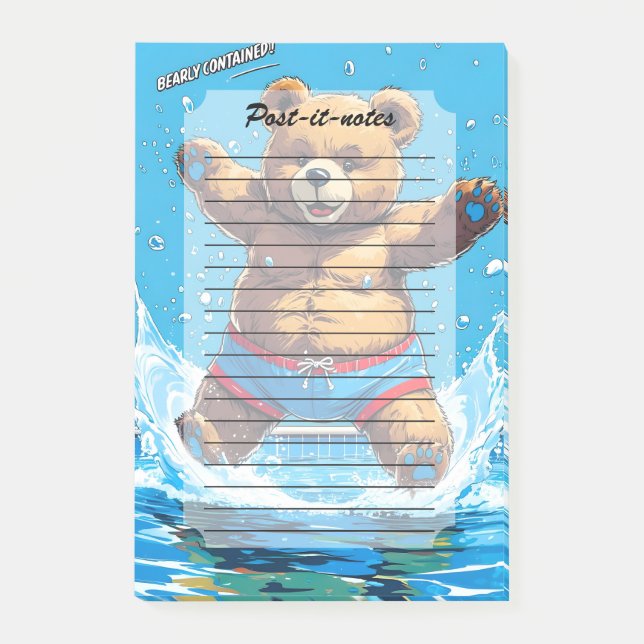 Wild Bear Summer Vintage Pool  Post-it Notes (Front)