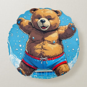 Wild Bear Summer Vintage Pool Round Cushion