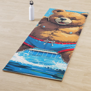 Wild Bear Summer Vintage Pool  Yoga Mat