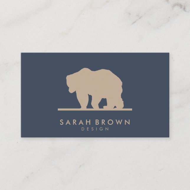 Wild Bear Walking navy Business Card (Front)